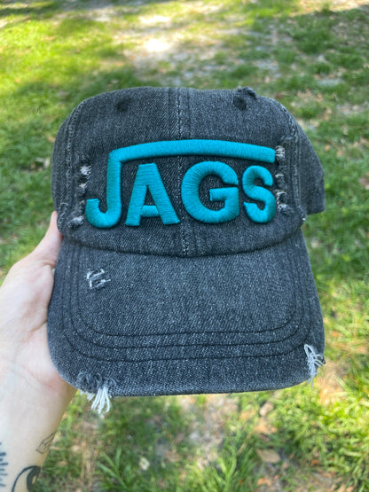 JAGS Distressed Black Denim Dad Hat