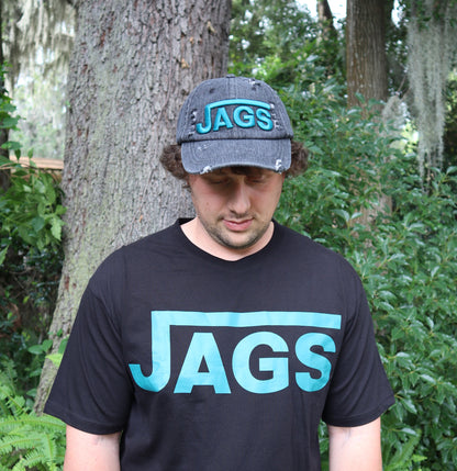 JAGS Distressed Black Denim Dad Hat